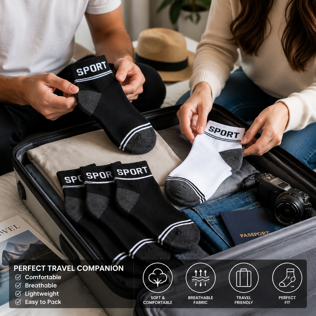 SPORT Premium Ankle Socks – Breathable Comfortable Everyday Socks for Men & Women