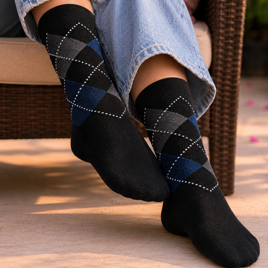 Classic Argyle Crew Socks for Men & Women – Comfortable Everyday Dress & Casual Socks
