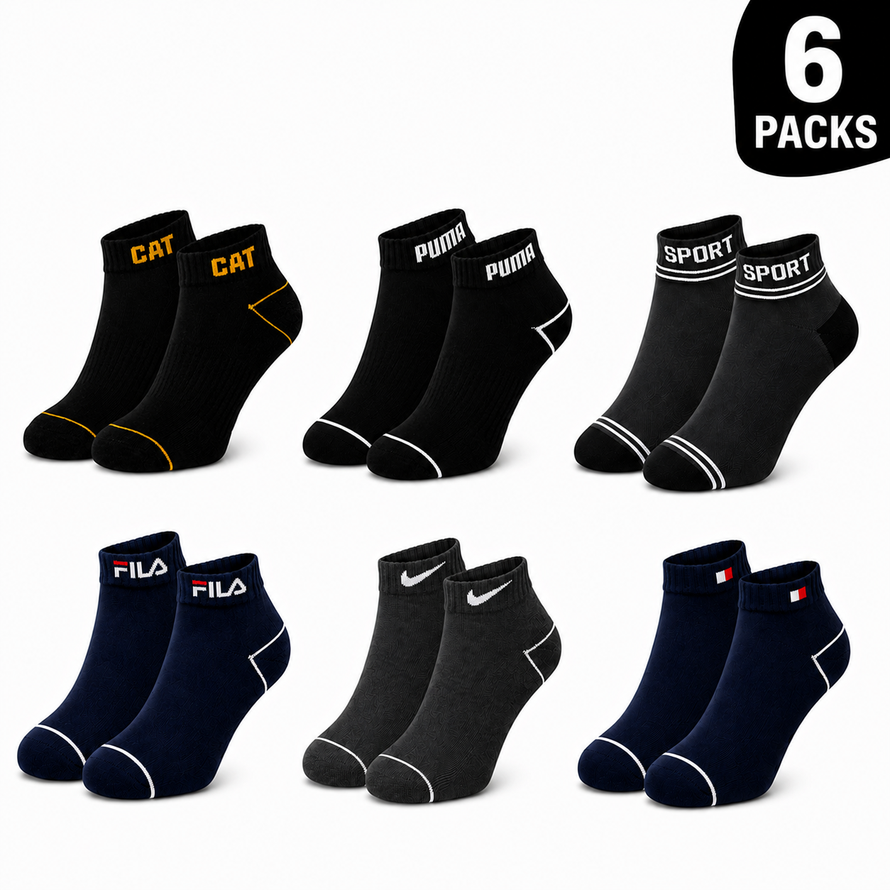 Premium Pack of 6 Ankle Socks for Men & Women – Soft Breathable Everyday Casual Socks
