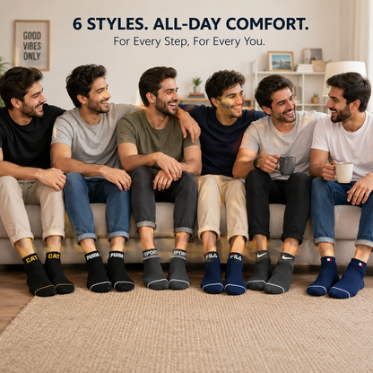 Premium Pack of 6 Ankle Socks for Men & Women – Soft Breathable Everyday Casual Socks