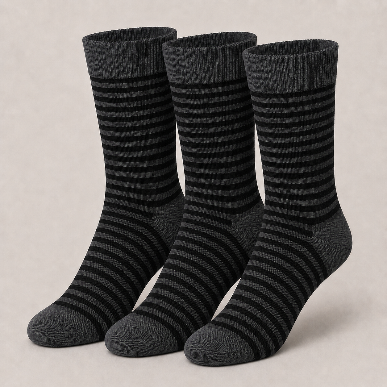 Premium Black Striped Crew Socks | Stylish Casual Dress Socks