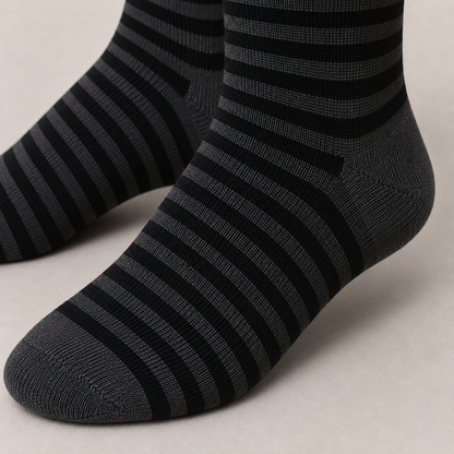 Premium Black Striped Crew Socks | Stylish Casual Dress Socks