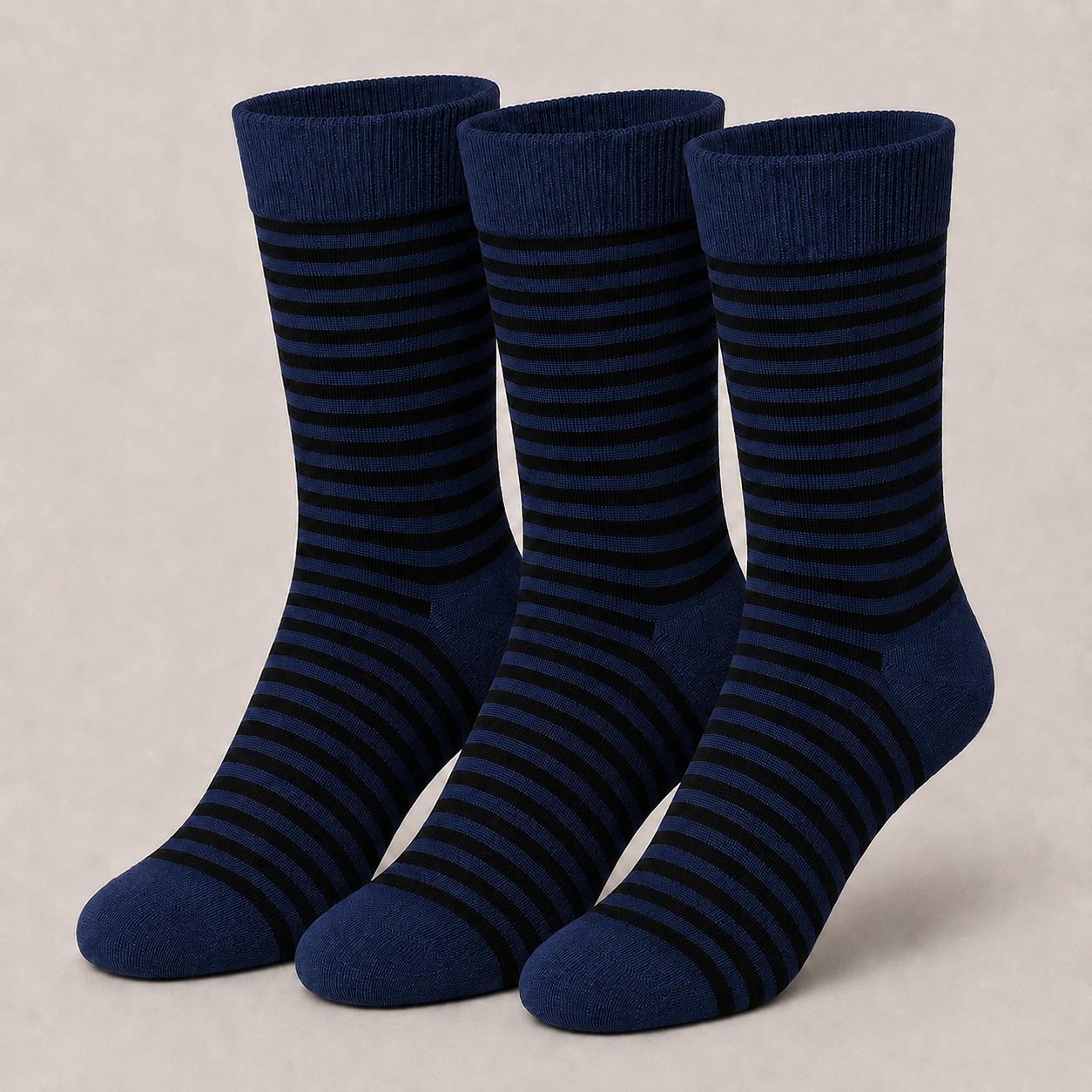 Premium Black Striped Crew Socks | Stylish Casual Dress Socks