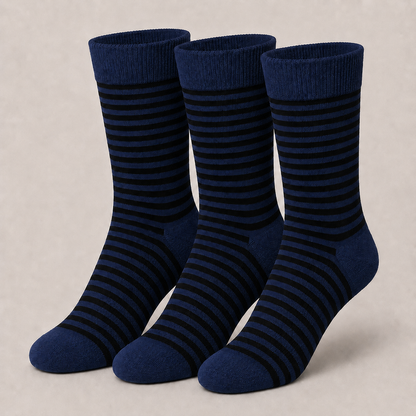 Premium Black Striped Crew Socks | Stylish Casual Dress Socks