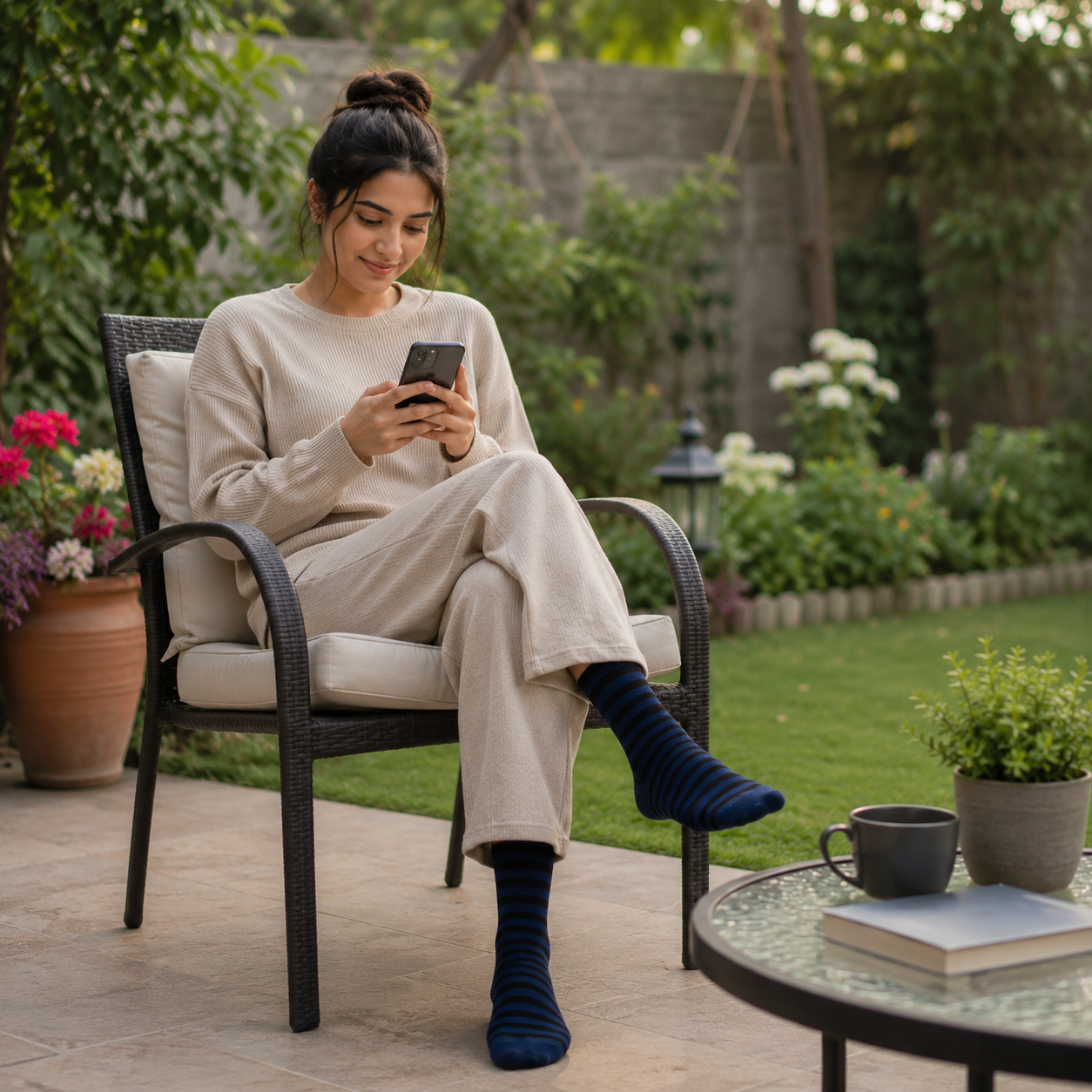 Premium Black Striped Crew Socks | Stylish Casual Dress Socks