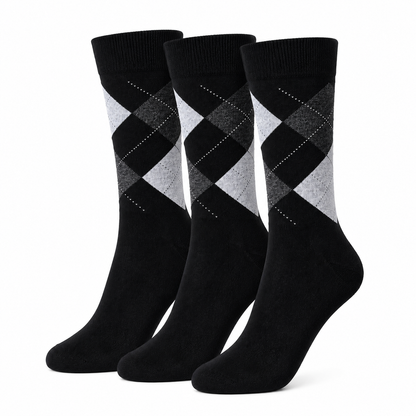 Diamond Pattern Crew Socks | Premium Cotton Dress Socks for Men & Women