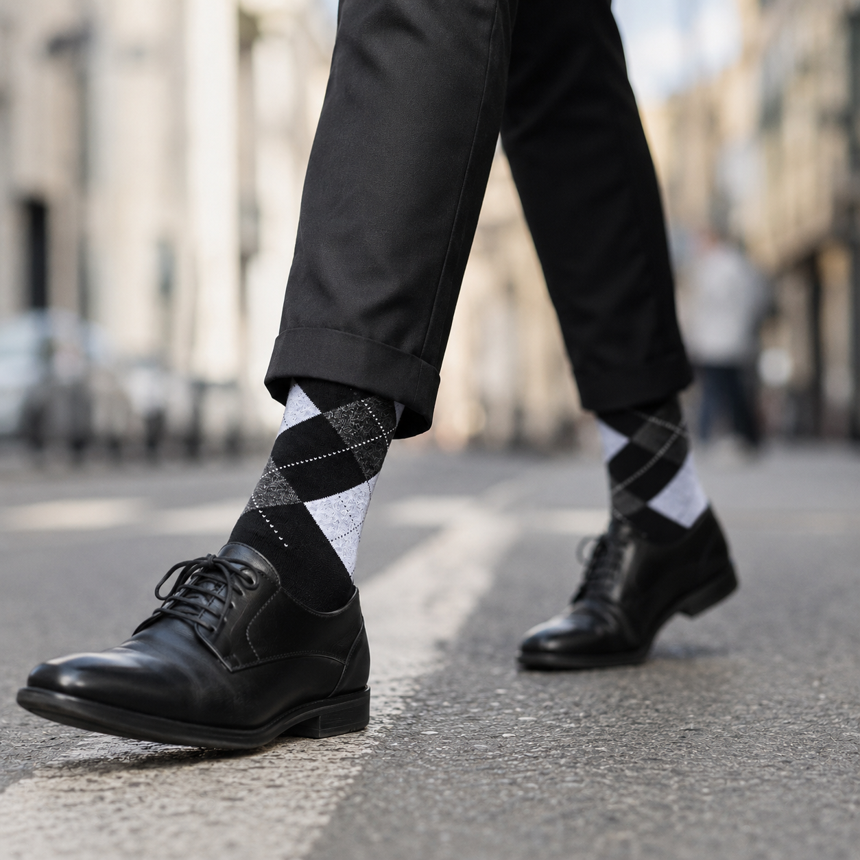 Diamond Pattern Crew Socks | Premium Cotton Dress Socks for Men & Women