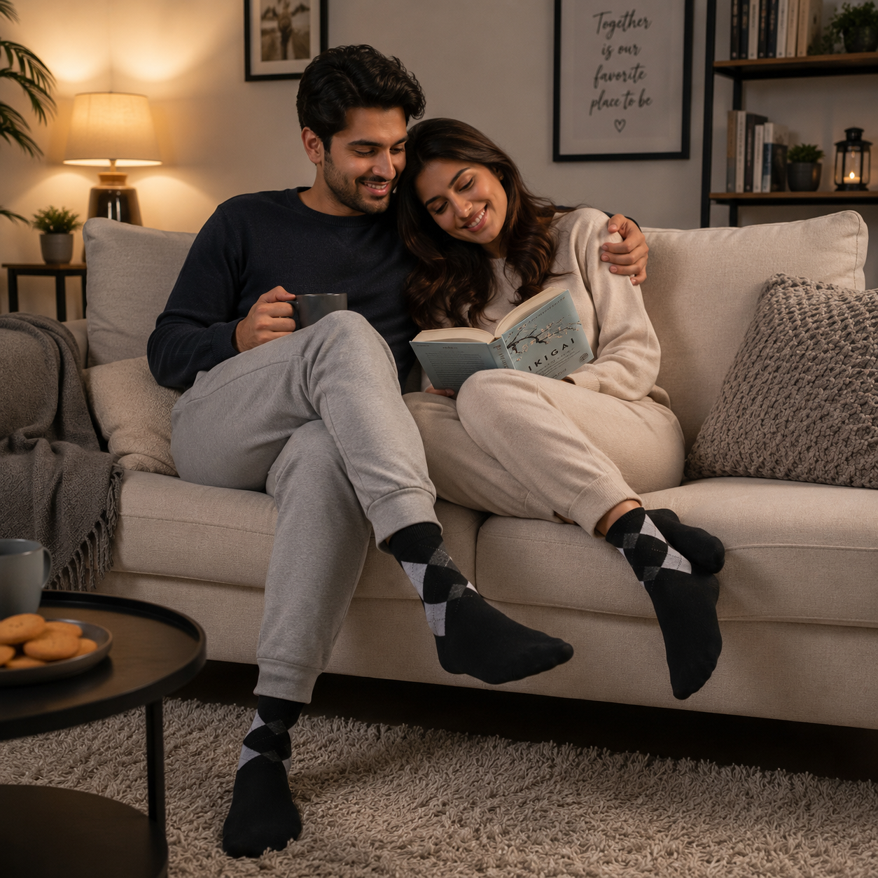 Diamond Pattern Crew Socks | Premium Cotton Dress Socks for Men & Women