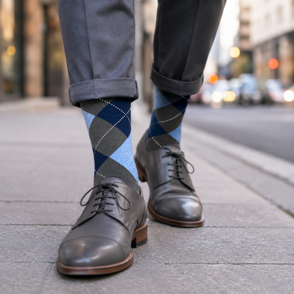Diamond Pattern Crew Socks | Premium Cotton Dress Socks for Men & Women
