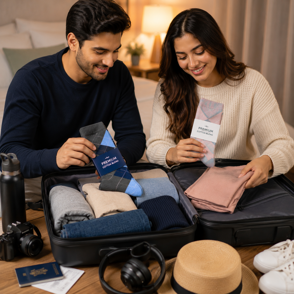 Diamond Pattern Crew Socks | Premium Cotton Dress Socks for Men & Women