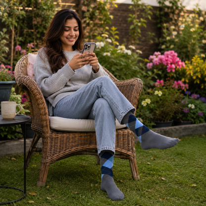 Diamond Pattern Crew Socks | Premium Cotton Dress Socks for Men & Women