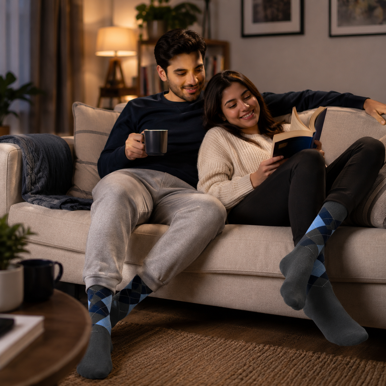 Diamond Pattern Crew Socks | Premium Cotton Dress Socks for Men & Women
