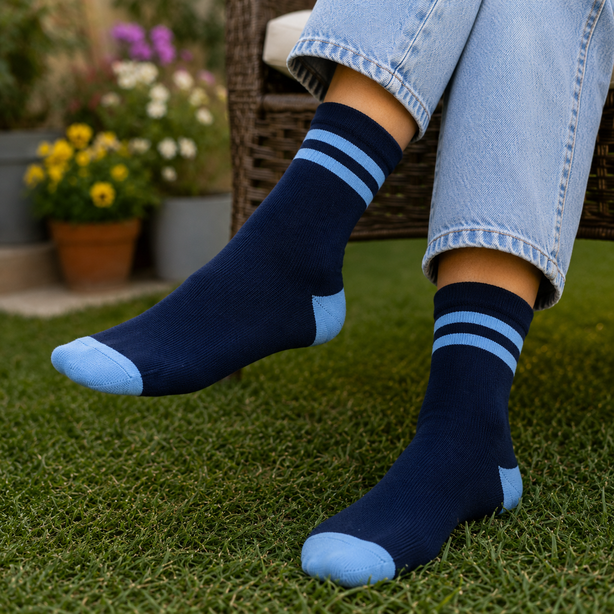 Striped Crew Socks | Premium Cotton Casual Socks for Men & women