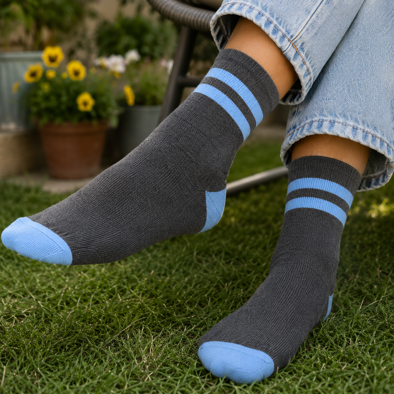 Striped Crew Socks | Premium Cotton Casual Socks for Men & women