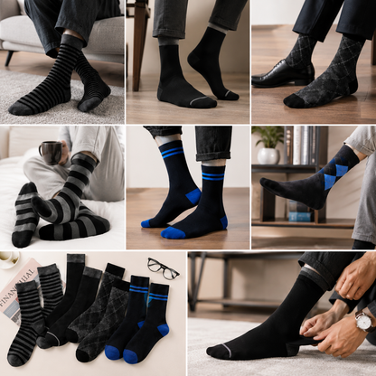 6 Pairs Crew Socks Pack | Premium Casual & Dress Socks for Men