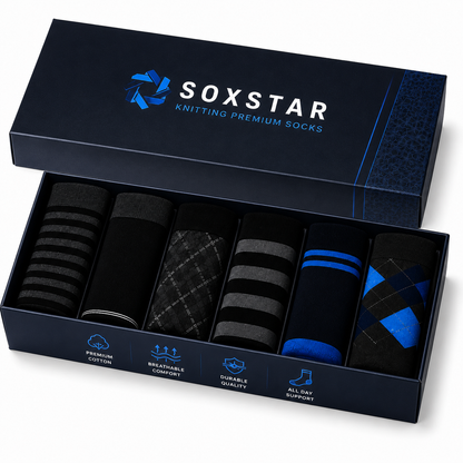 6 Pairs Crew Socks Pack | Premium Casual & Dress Socks for Men