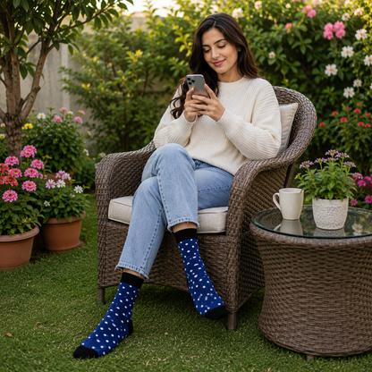 Polka Dot Crew Socks – Stylish Cotton Dress Socks for Men & Women
