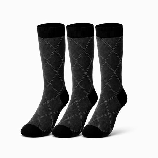 Diamond Grid Crew Socks – Premium Stylish Dress Socks for Men & Women