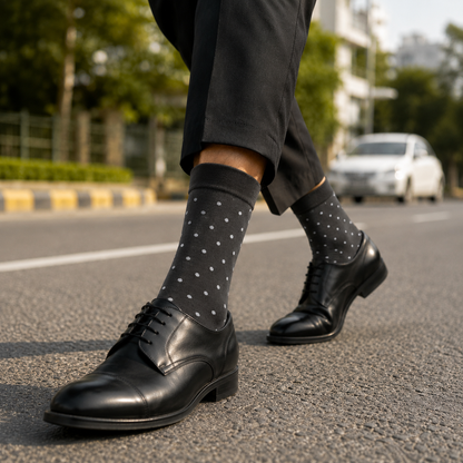 Polka Dot Crew Socks – Stylish Cotton Dress Socks for Men & Women