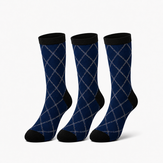 Diamond Grid Crew Socks – Premium Stylish Dress Socks for Men & Women