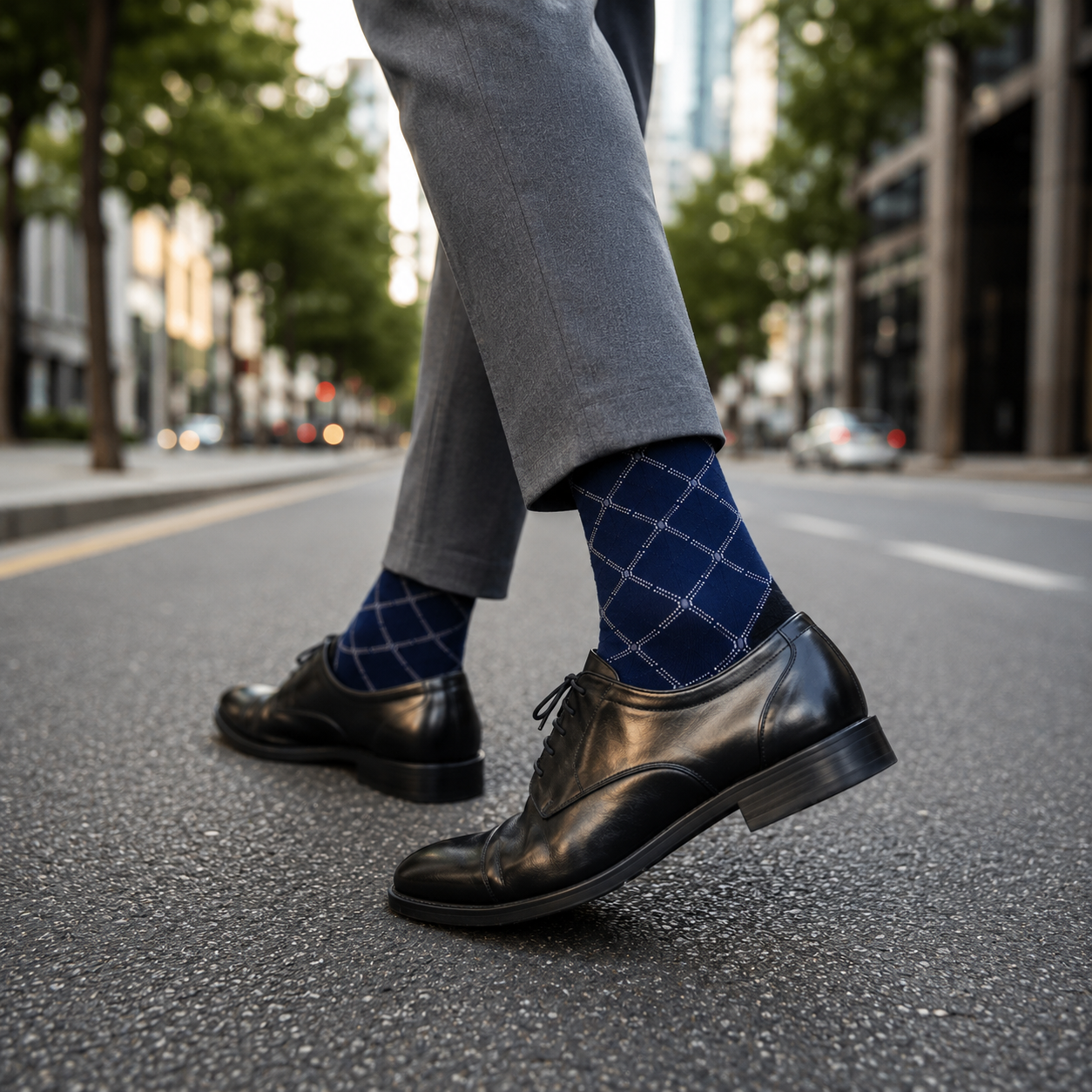 Diamond Grid Crew Socks – Premium Stylish Dress Socks for Men & Women