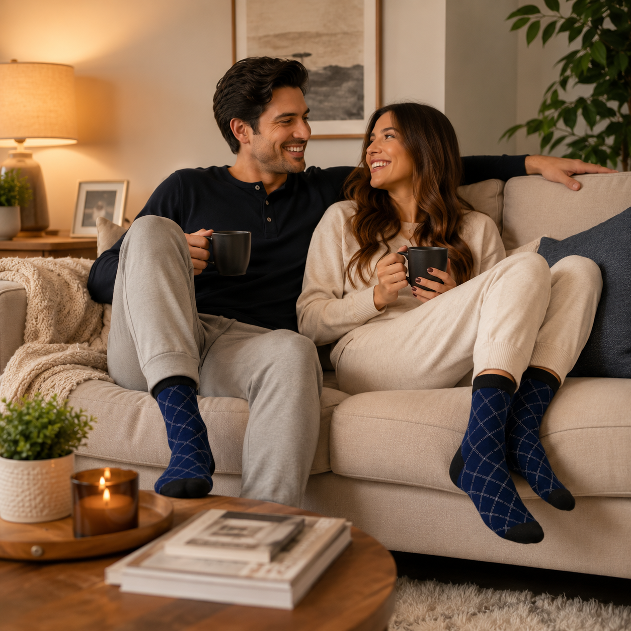 Diamond Grid Crew Socks – Premium Stylish Dress Socks for Men & Women