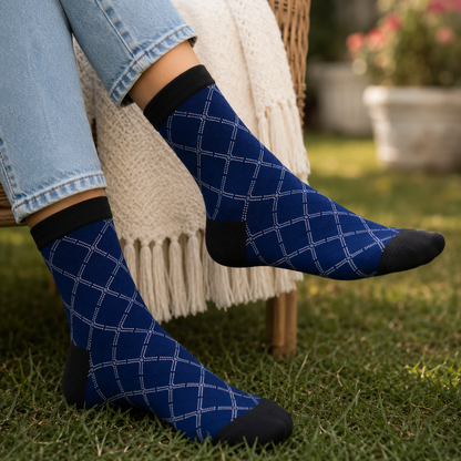 Diamond Grid Crew Socks – Premium Stylish Dress Socks for Men & Women