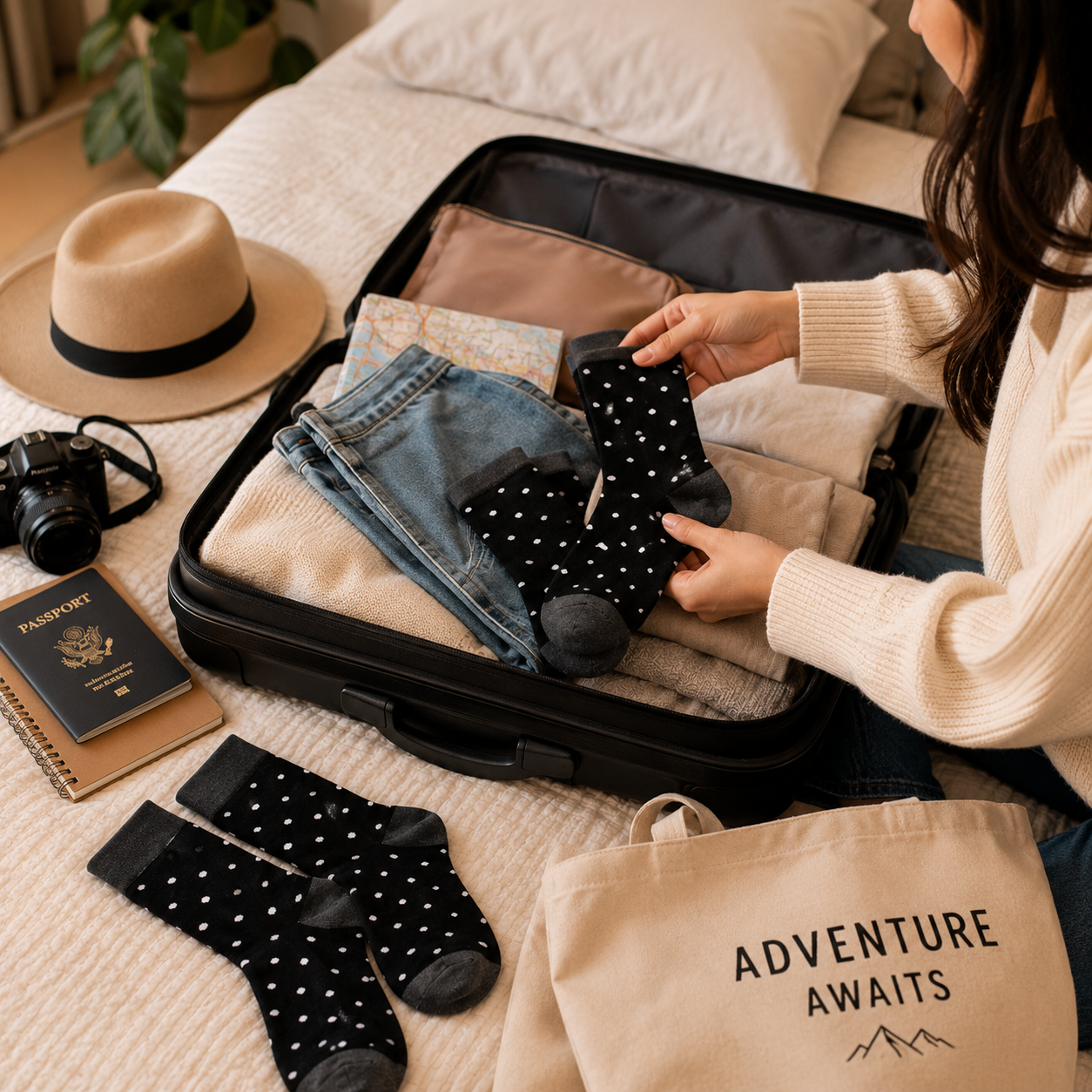 Polka Dot Crew Socks – Stylish Cotton Dress Socks for Men & Women