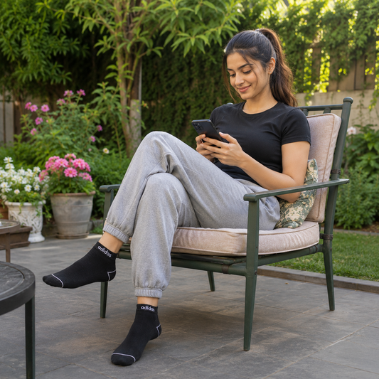 Unisex Athletic Ankle Socks Pack - Breathable Cotton Blend, Cushioned Support for Sports & Casual.