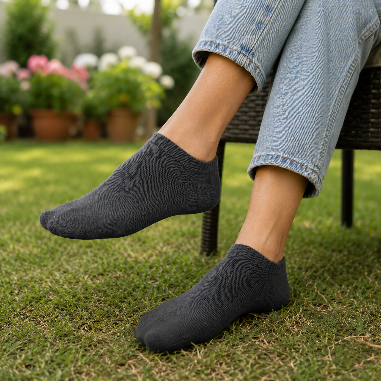 Plain Ankle Socks for Men & Women – Breathable Cushioned Everyday Low Cut Socks Multipack