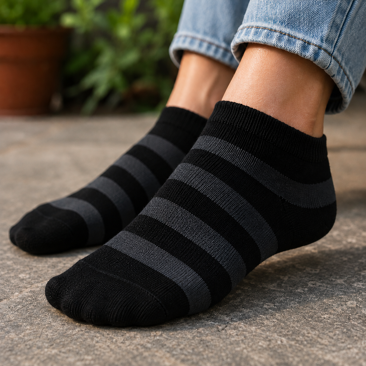 Premium Ankle Stripe Socks – Everyday Comfort & Breathable Casual Wear