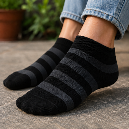 Premium Ankle Stripe Socks – Everyday Comfort & Breathable Casual Wear