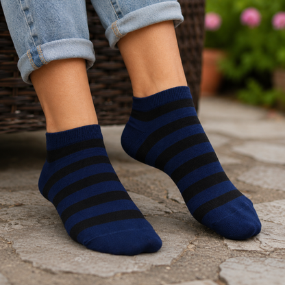 Premium Ankle Stripe Socks – Everyday Comfort & Breathable Casual Wear