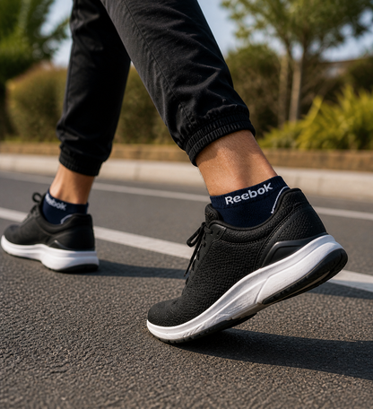 REEBOK Premium Comfort Ankle Socks - Breathable Mesh, Arch Support & Cushioned Athletic Fit.