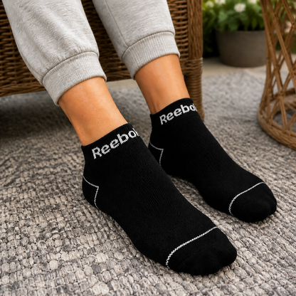 REEBOK Premium Comfort Ankle Socks - Breathable Mesh, Arch Support & Cushioned Athletic Fit.