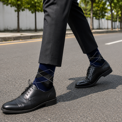 Classic Argyle Crew Socks for Men & Women – Comfortable Everyday Dress & Casual Socks