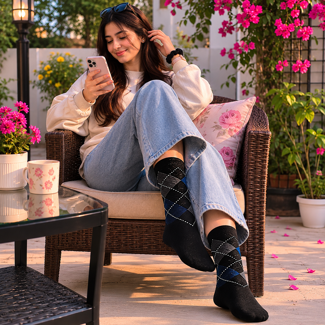 Classic Argyle Crew Socks for Men & Women – Comfortable Everyday Dress & Casual Socks