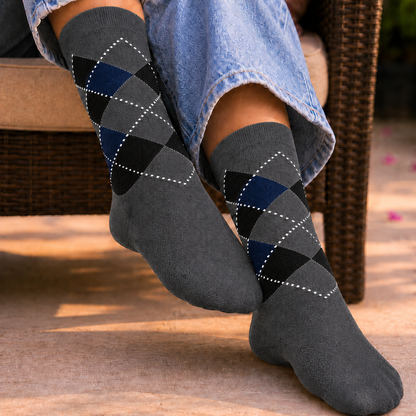 Classic Argyle Crew Socks for Men & Women – Comfortable Everyday Dress & Casual Socks