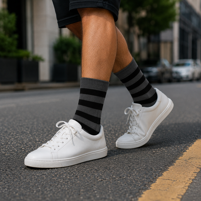 Bold Stripes Crew Socks – Premium Comfort, Stylish Everyday Wear & Long-Lasting Fit