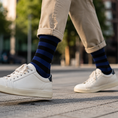 Bold Stripes Crew Socks – Premium Comfort, Stylish Everyday Wear & Long-Lasting Fit