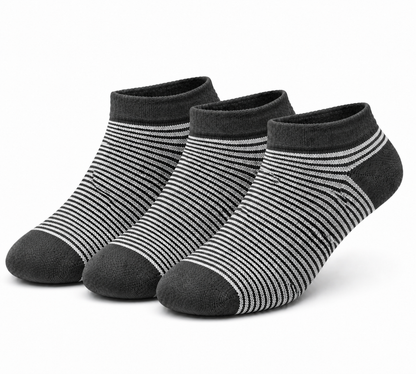 Premium Stripe & Solid Ankle Sock Set - Soft Cotton Blend, Stretchy Fit & Stylish Patterns.