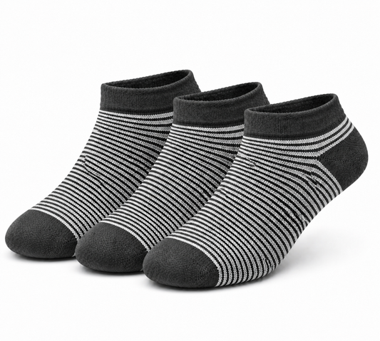 Premium Stripe & Solid Ankle Sock Set - Soft Cotton Blend, Stretchy Fit & Stylish Patterns.