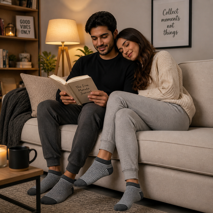 Premium Stripe & Solid Ankle Sock Set - Soft Cotton Blend, Stretchy Fit & Stylish Patterns.