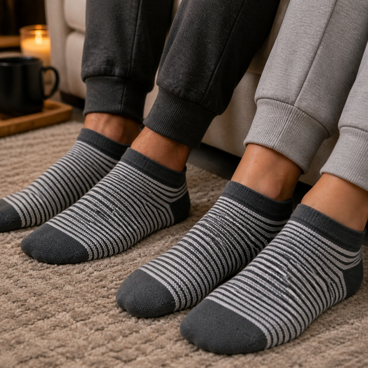 Premium Stripe & Solid Ankle Sock Set - Soft Cotton Blend, Stretchy Fit & Stylish Patterns.