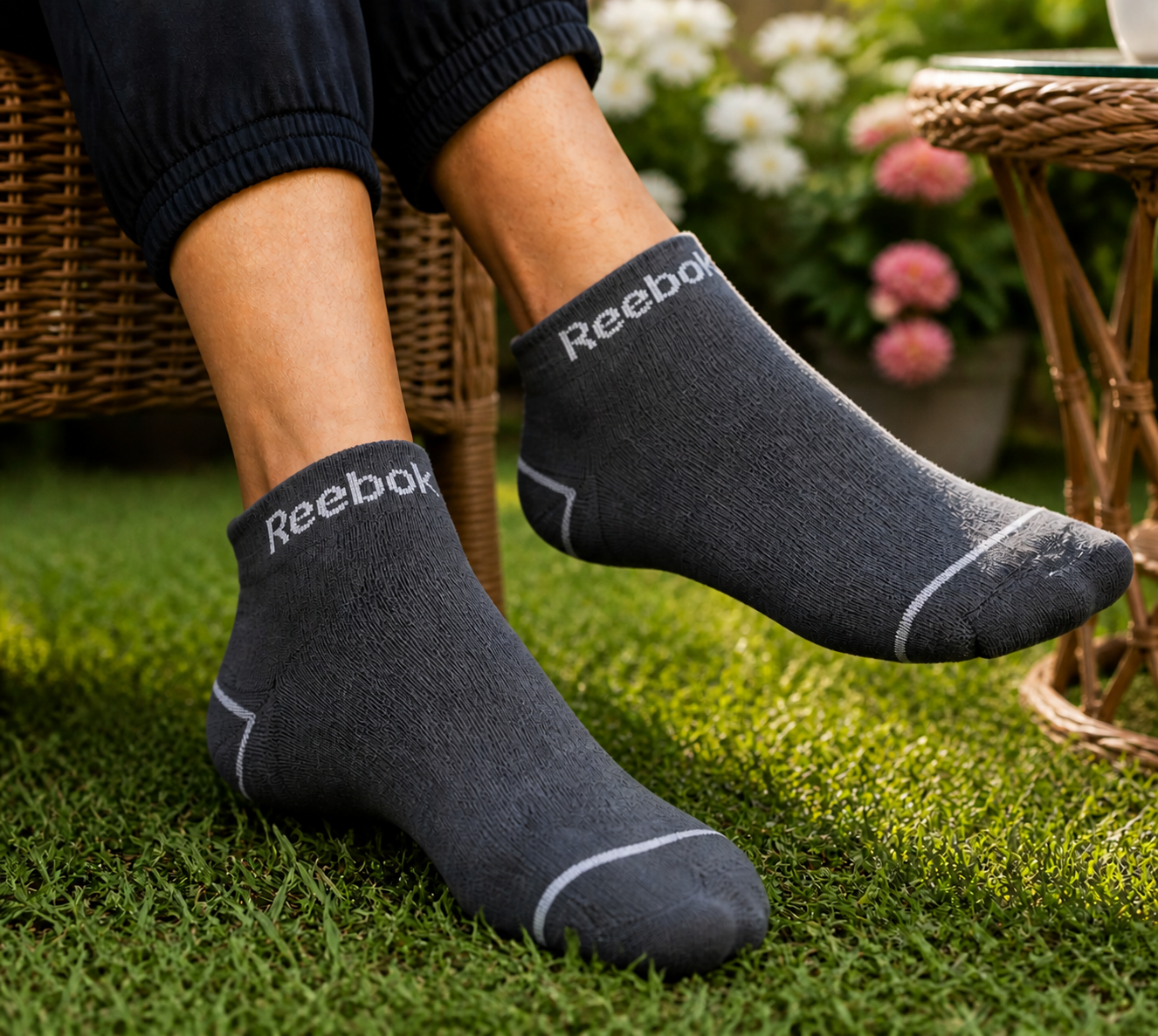 REEBOK Premium Comfort Ankle Socks - Breathable Mesh, Arch Support & Cushioned Athletic Fit.