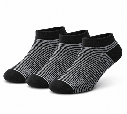Premium Stripe & Solid Ankle Sock Set - Soft Cotton Blend, Stretchy Fit & Stylish Patterns.