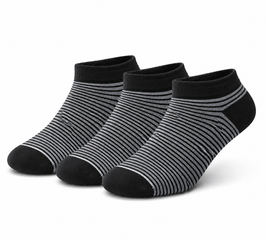 Premium Stripe & Solid Ankle Sock Set - Soft Cotton Blend, Stretchy Fit & Stylish Patterns.