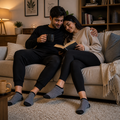 Premium Stripe & Solid Ankle Sock Set - Soft Cotton Blend, Stretchy Fit & Stylish Patterns.