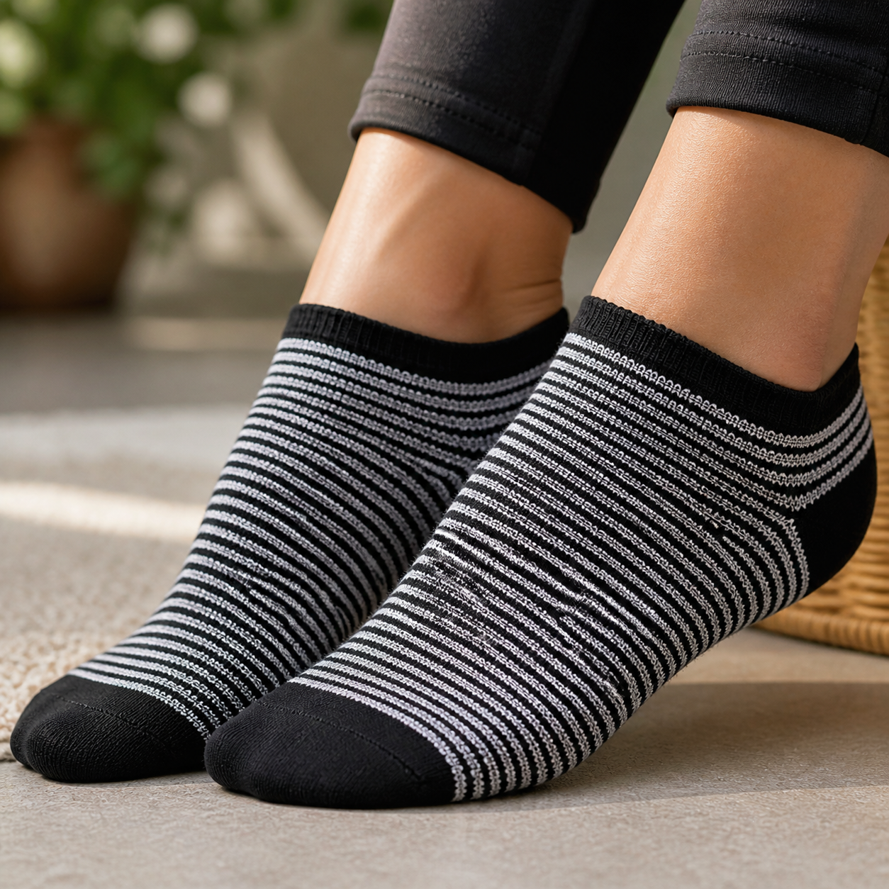 Premium Stripe & Solid Ankle Sock Set - Soft Cotton Blend, Stretchy Fit & Stylish Patterns.
