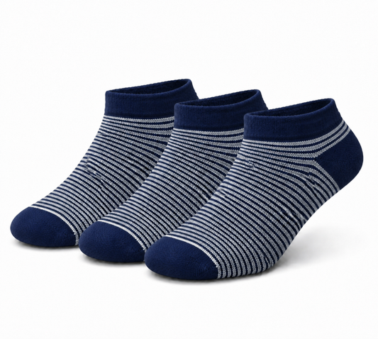 Premium Stripe & Solid Ankle Sock Set - Soft Cotton Blend, Stretchy Fit & Stylish Patterns.